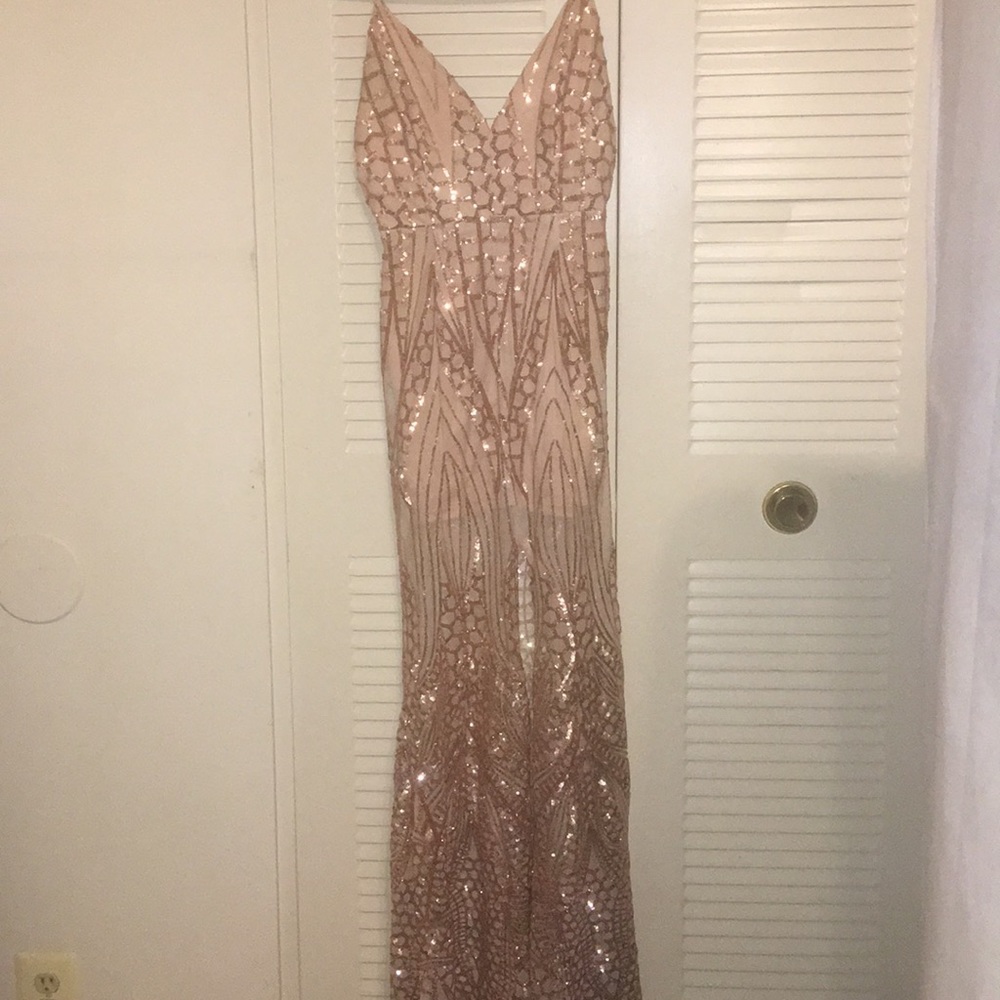 Rose gold sequin dress